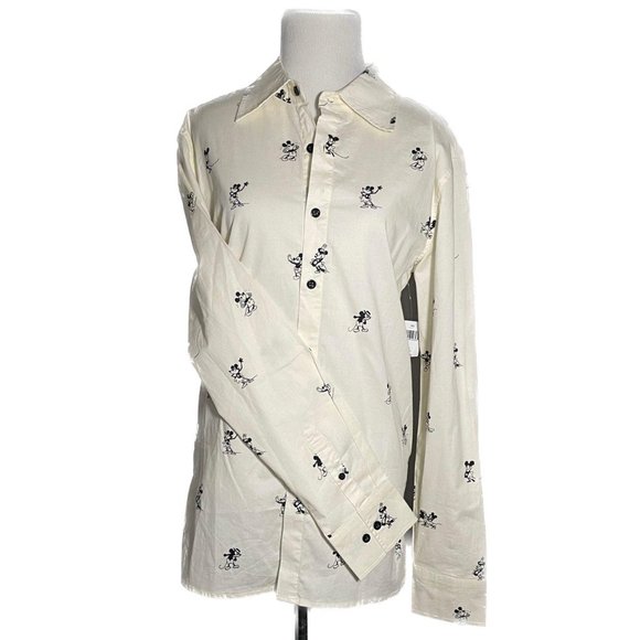 Disney Tops - Mickey and Minnie Mouse Woman's Long Sleeved Button Down Shirt